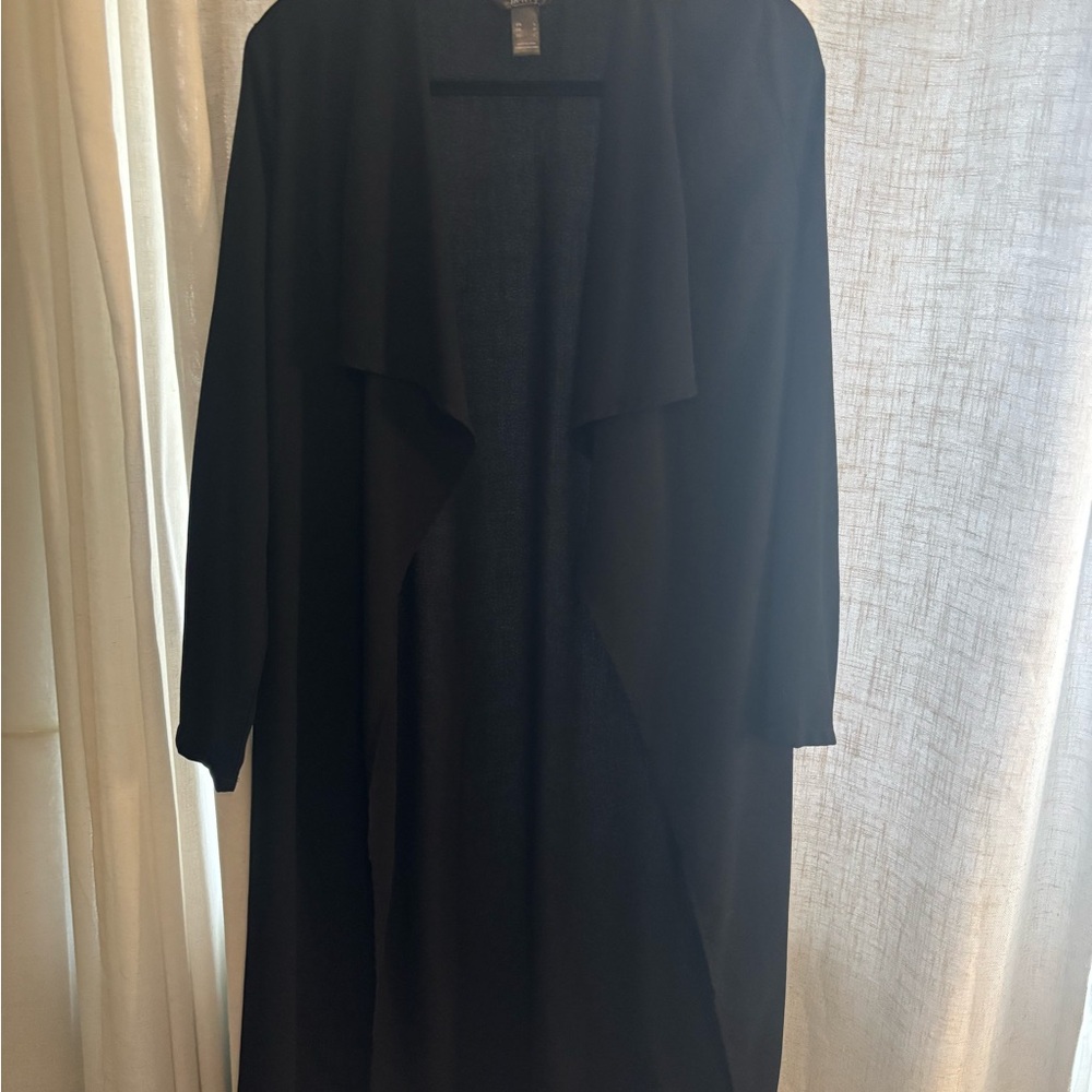 Black Drape Front Long Cardigan